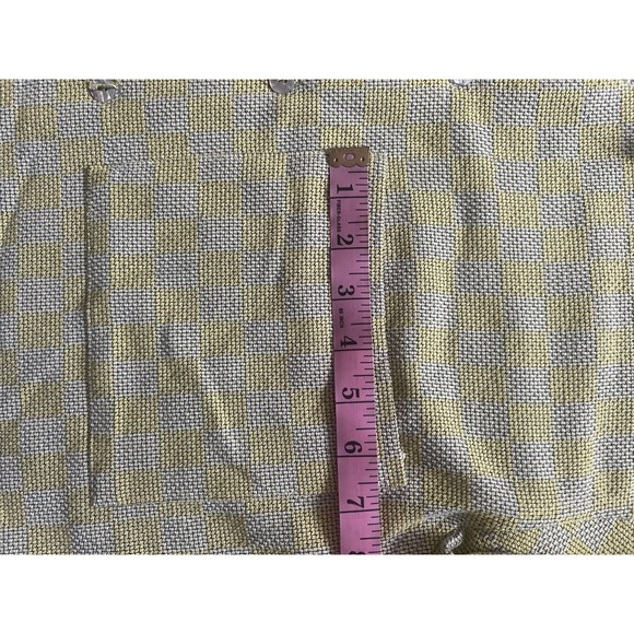 Zed Yellow‎ Checkered Textured Button Up Shirt Size 2 Rayon/Cotton Vintage Style - Picture 9 of 15